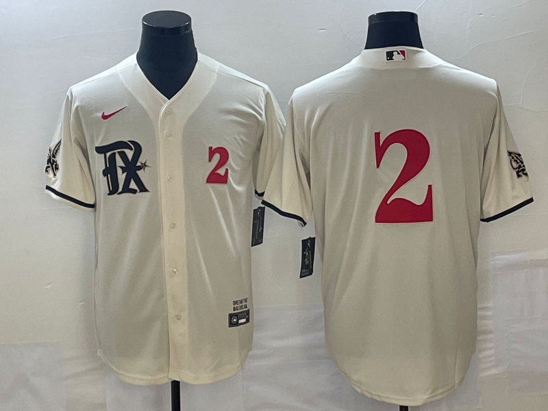 Men's Texas Rangers #2 Marcus Semien Cream 2023 City Connect With Patch Stitched Baseball Jersey Men's Texas Rangers #2 Marcus Semien Cream 2023 City Connect With Patch Stitched Baseball Jersey